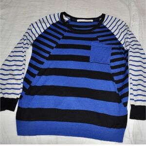 Blue, Black and White Striped Sweater
